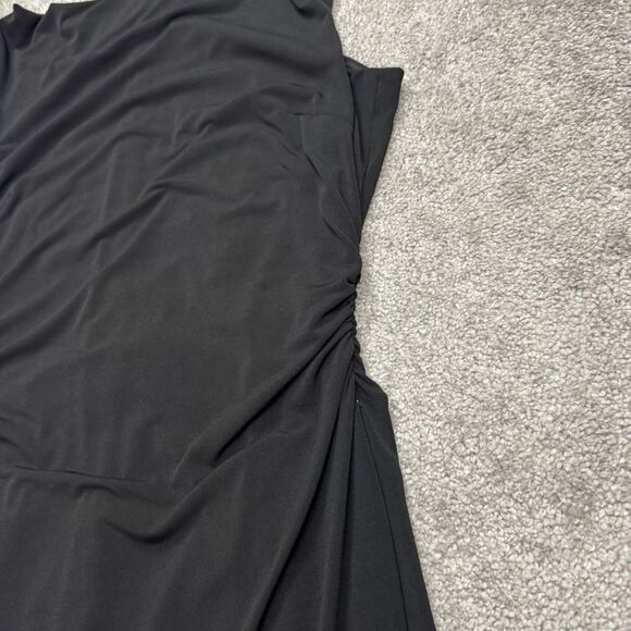 David Meister Vintage Knee Length Ruched Sheath Dress Womens 12 Black Cowl NWOT - Picture 13 of 14